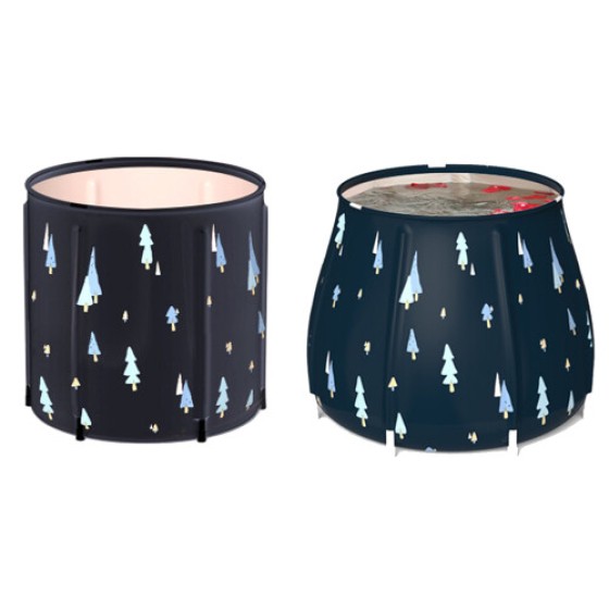 68x67 cm Adult Foldable Bathtub Set, Thickened PVC Plastic Home SPA Bathtub, Outdoor Camping Inflatable Simple Bathtub